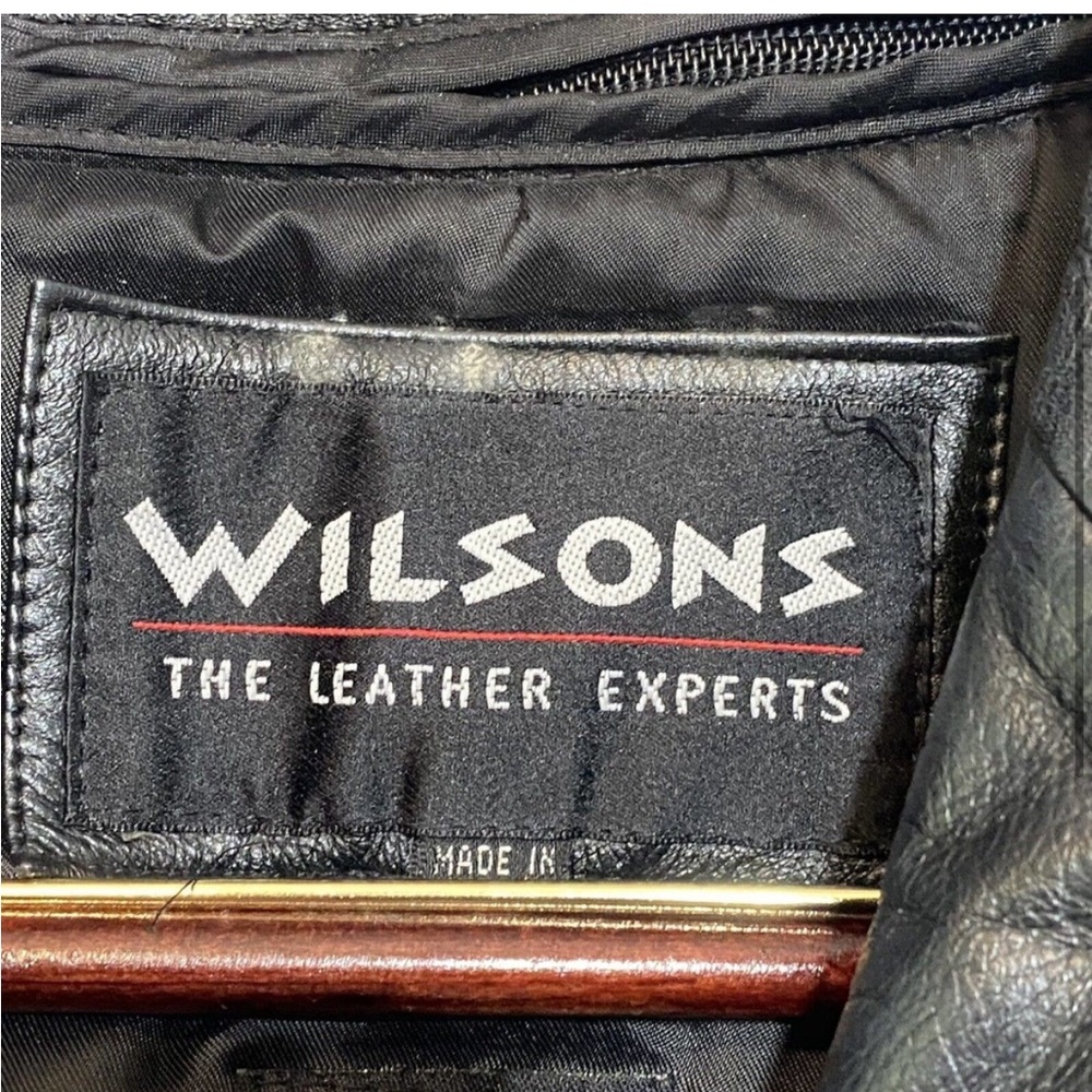 Vintage / Wilsons Leather Insulated Jacket with Belt in Black - Picture 4 of 10